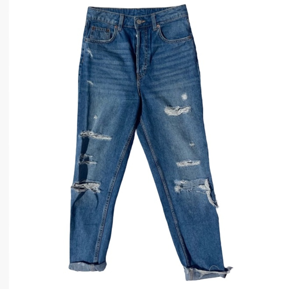 Distressed Blue Jeans